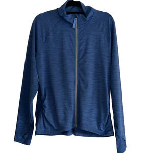 Blue & black thinly striped track jacket size large All in Motion thumb holes